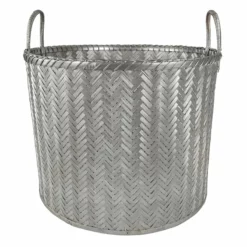 Round Bamboo Silver Basket Size L