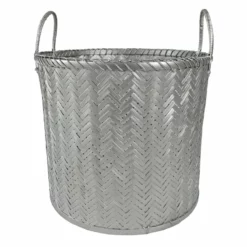 Round Bamboo Silver Basket Size M