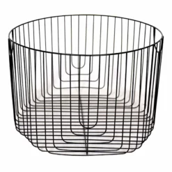Round Black Metal Wire Storage Basket, Large