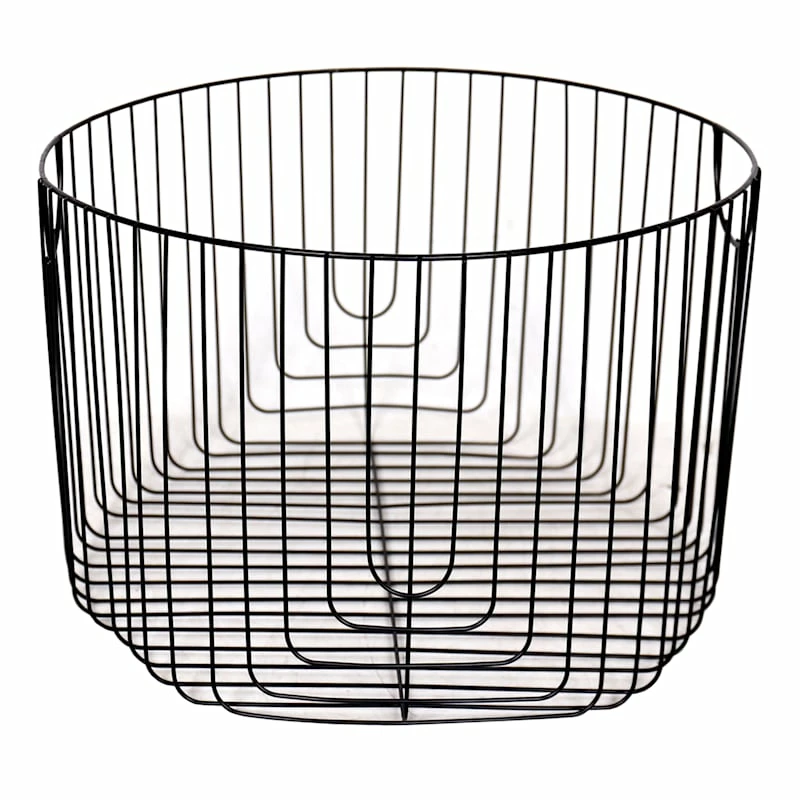 Round Black Metal Wire Storage Basket, Large 1 Round Black Metal Wire Storage Basket, Large