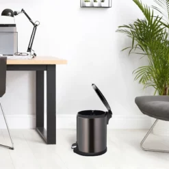 Round Black Stainless Steel Pedal Bin, 5l 9 Round Black Stainless Steel Pedal Bin, 5l -Storage Sales Store round black stainless steel pedal bin 5l 4