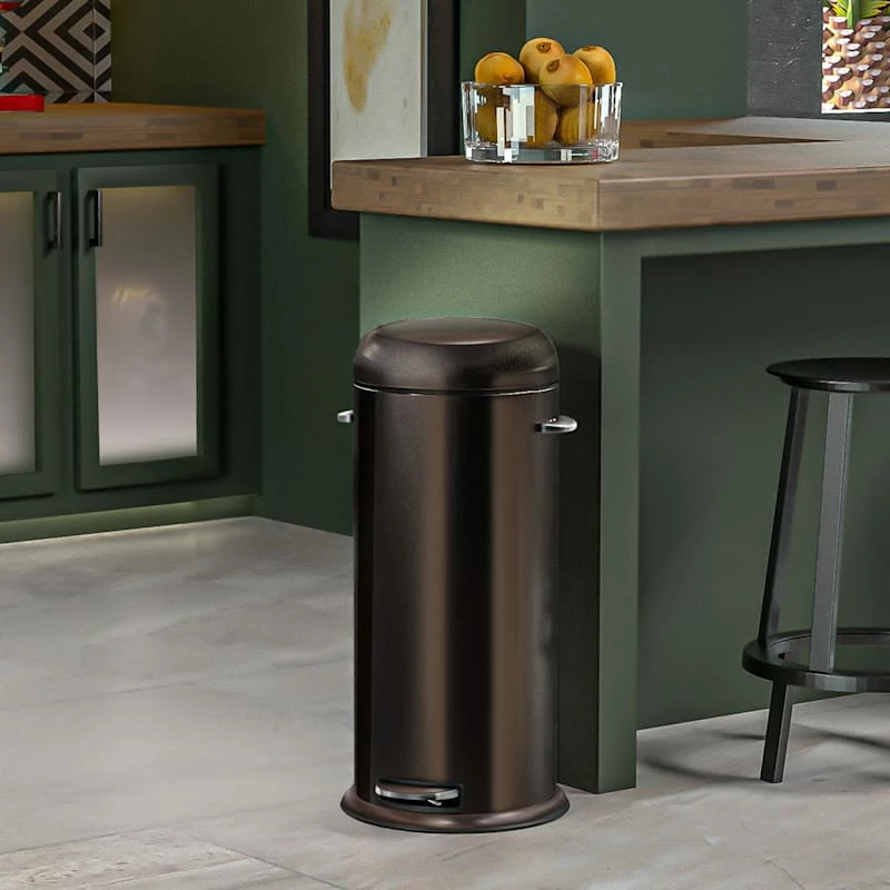 Round Black Stainless Steel Retro Pedal Trash Bin, 30l 2 Round Black Stainless Steel Retro Pedal Trash Bin, 30l - Image 2