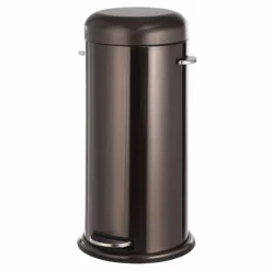Round Black Stainless Steel Retro Pedal Trash Bin, 30l