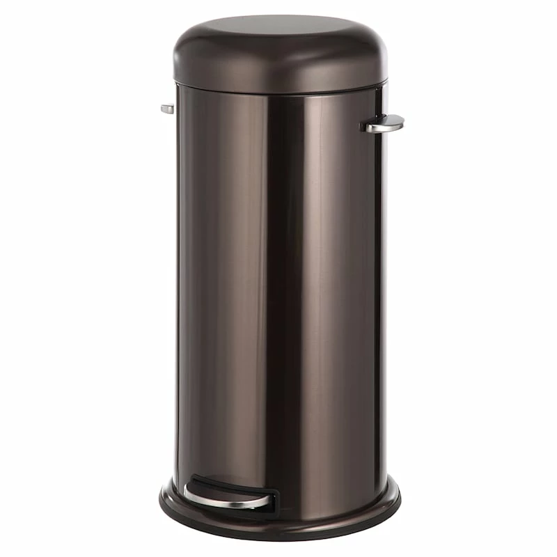Round Black Stainless Steel Retro Pedal Trash Bin, 30l 1 Round Black Stainless Steel Retro Pedal Trash Bin, 30l