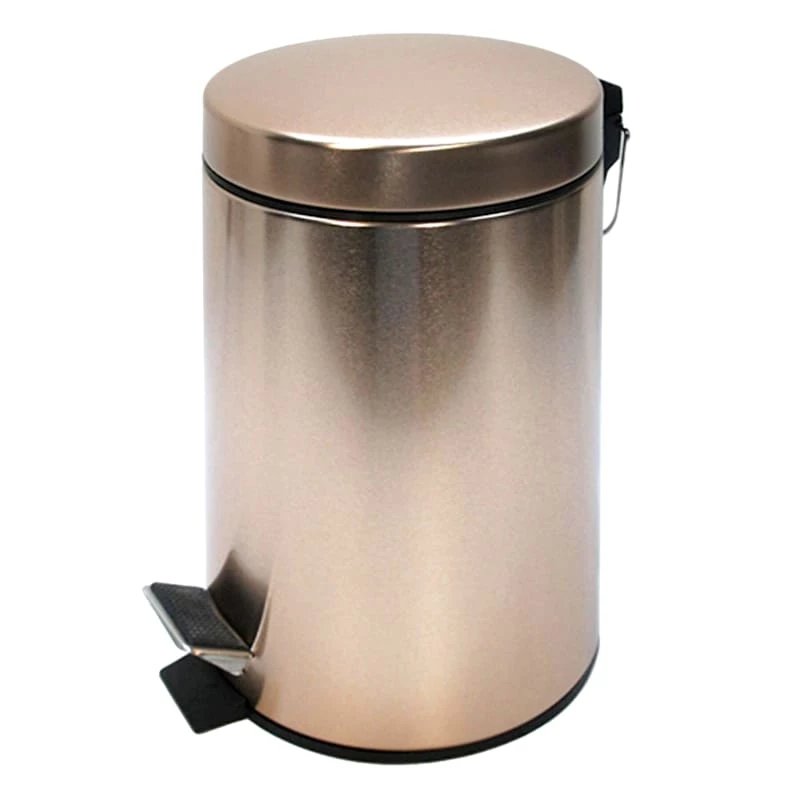 Round Brilliance Brushed Gold Step Trash Can With Removable Liner, 30l 1 Round Brilliance Brushed Gold Step Trash Can With Removable Liner, 30l