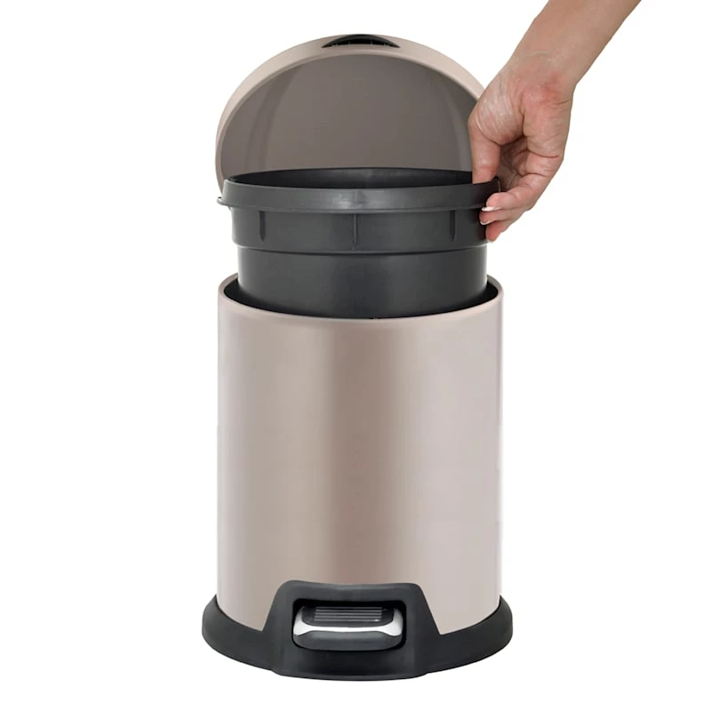 Round Champagne Stainless Steel Pedal Bin, 5l 2 Round Champagne Stainless Steel Pedal Bin, 5l - Image 2