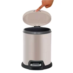 Round Champagne Stainless Steel Pedal Bin, 5l 10 Round Champagne Stainless Steel Pedal Bin, 5l -Storage Sales Store round champagne stainless steel pedal bin 5l 4