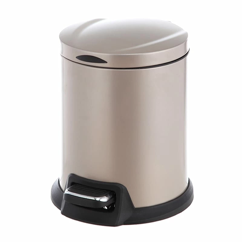 Round Champagne Stainless Steel Pedal Bin, 5l 1 Round Champagne Stainless Steel Pedal Bin, 5l