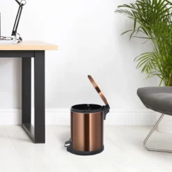 Round Copper Stainless Steel Pedal Bin, 5l 9 Round Copper Stainless Steel Pedal Bin, 5l -Storage Sales Store round copper stainless steel pedal bin 5l 4