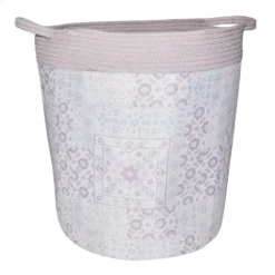 Round Fabric & Cotton Rope Basket, X-Large