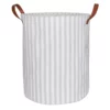 Round Fabric Striped Laundry Hamper With Handles, Large