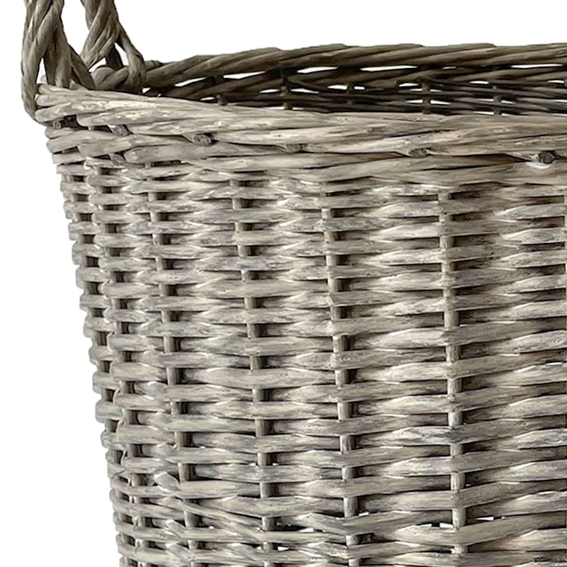 Round Grey Willow Laundry Hamper, Large 2 Round Grey Willow Laundry Hamper, Large - Image 2