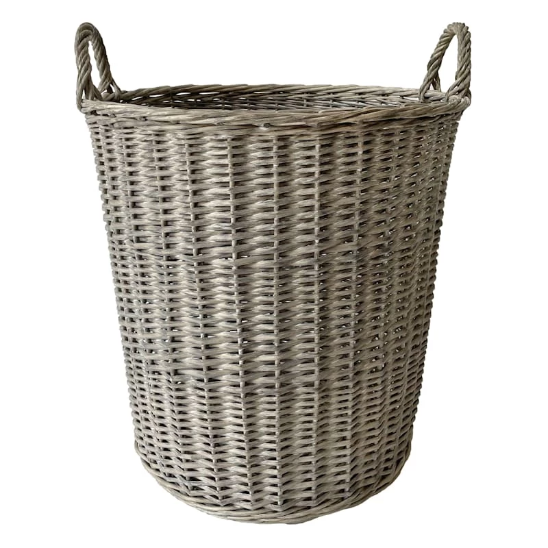 Round Grey Willow Laundry Hamper, Large 1 Round Grey Willow Laundry Hamper, Large