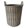 Round Grey Willow Laundry Hamper, Medium
