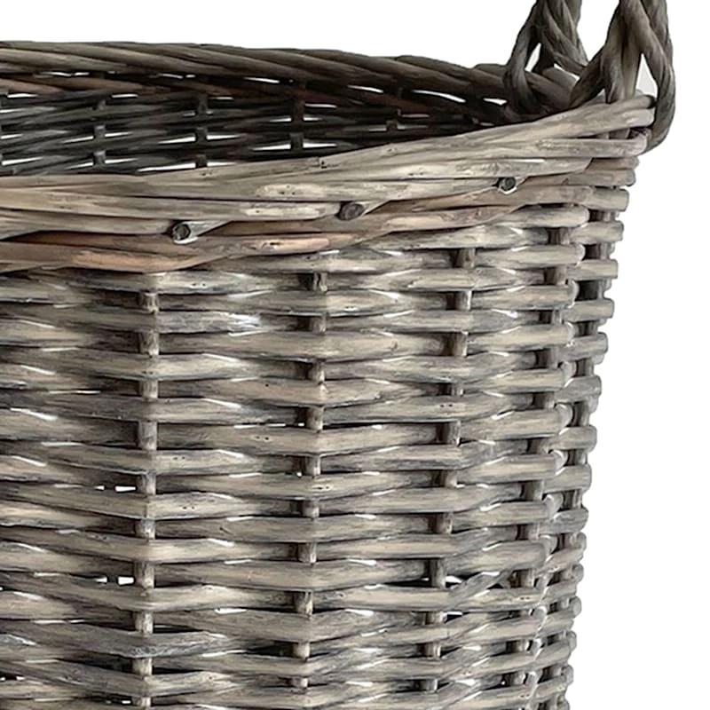 Round Grey Willow Laundry Hamper, Small 2 Round Grey Willow Laundry Hamper, Small - Image 2