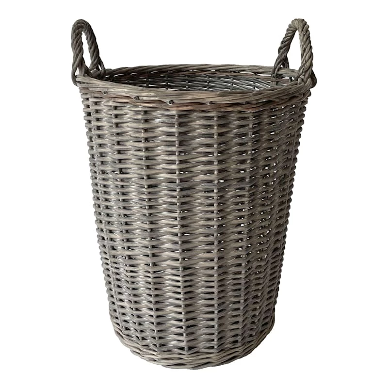 Round Grey Willow Laundry Hamper, Small 1 Round Grey Willow Laundry Hamper, Small