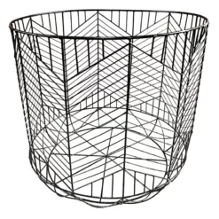 Round Matte Black Geo Grid Basket M
