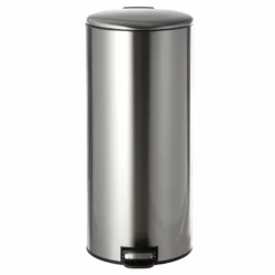 Round Stainless Steel Pedal Trash Bin With Thin Lid, 30l