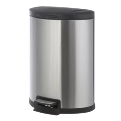 Round Stainless Steel Semi-Round Pedal Trash Bin, 45l