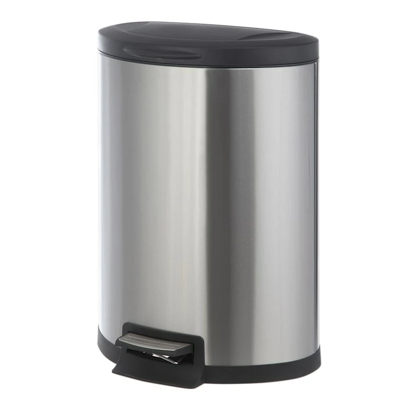 Round Stainless Steel Semi-Round Pedal Trash Bin, 45l 1 Round Stainless Steel Semi-Round Pedal Trash Bin, 45l