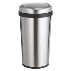 Round Stainless Steel Swing-Top Trash Bin, 45l