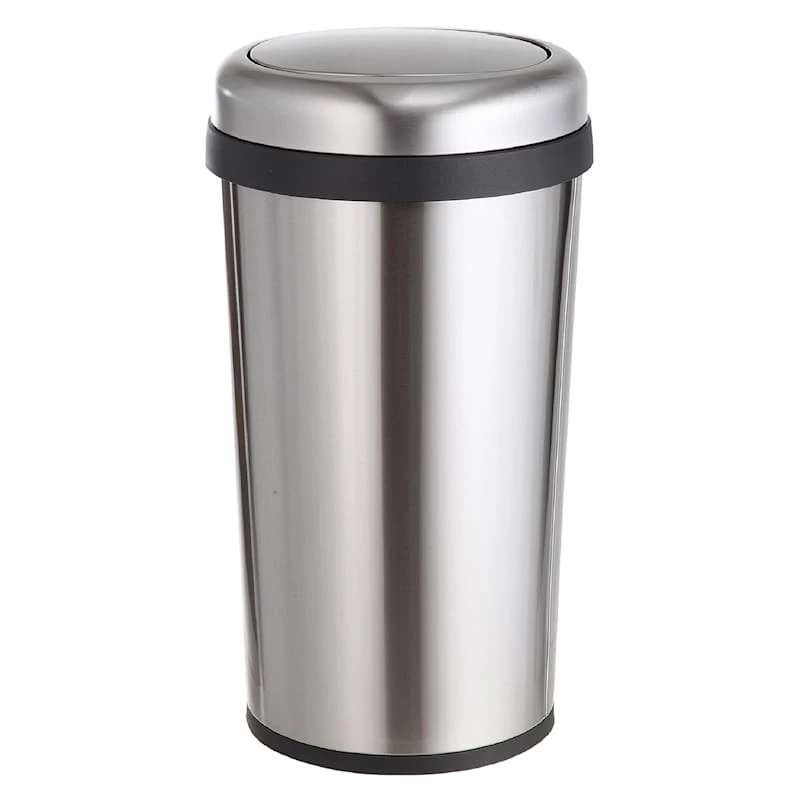 Round Stainless Steel Swing-Top Trash Bin, 45l 1 Round Stainless Steel Swing-Top Trash Bin, 45l