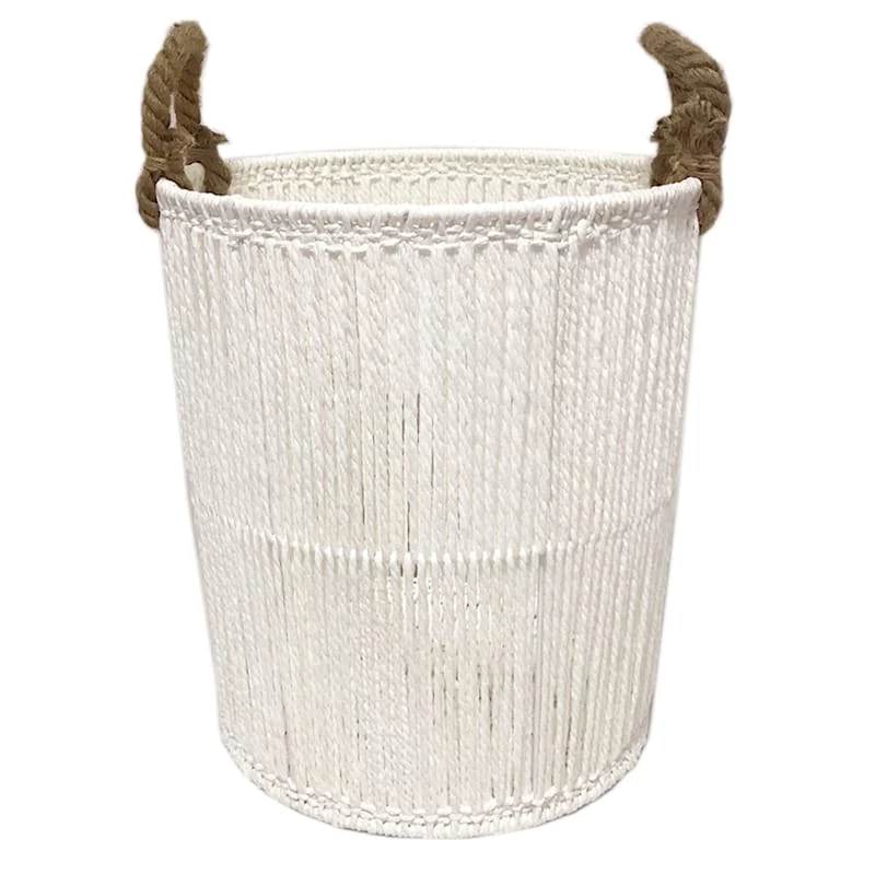 Round White Paper String Storage Basket, Medium 1 Round White Paper String Storage Basket, Medium