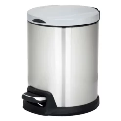 Round White Stainless Steel Pedal Bin, 5l