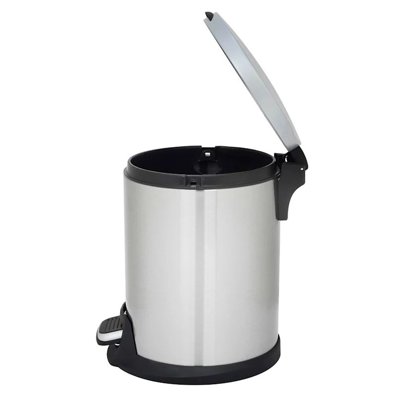 Round White Stainless Steel Pedal Bin, 5l 4 Round White Stainless Steel Pedal Bin, 5l - Image 4