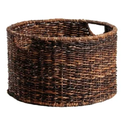 Round Woven Abaca Storage Basket, Medium