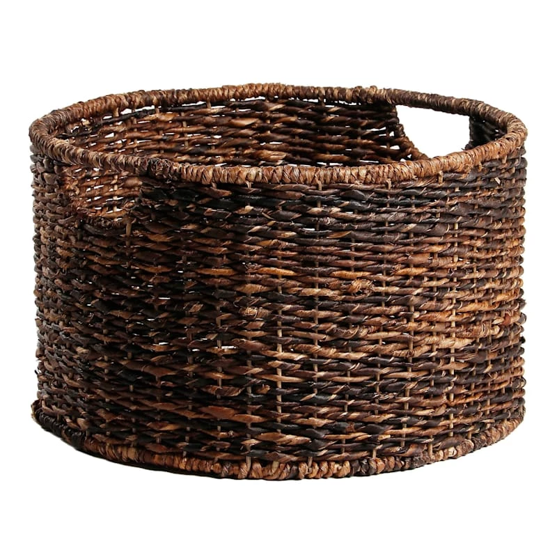 Round Woven Abaca Storage Basket, Medium 1 Round Woven Abaca Storage Basket, Medium