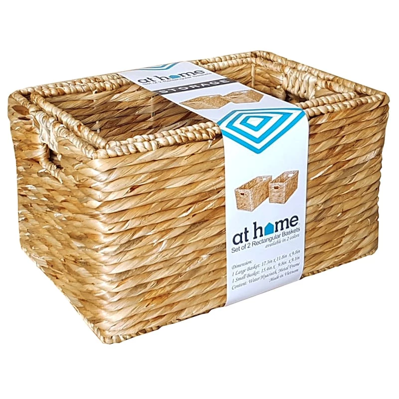 S/2 Rectangle Water Hyacinth Basket Natural 1 S/2 Rectangle Water Hyacinth Basket Natural