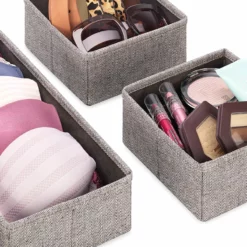 Set Of 4 Fabric Drawer Organizers, Black Herringbone -Storage Sales Store set of 4 fabric drawer organizers black herringbone 5