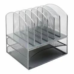 Silver Metal Mesh File Rack Tray
