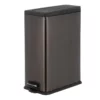 Slim Black Stainless Steel Rectangle Pedal Trash Bin, 45l