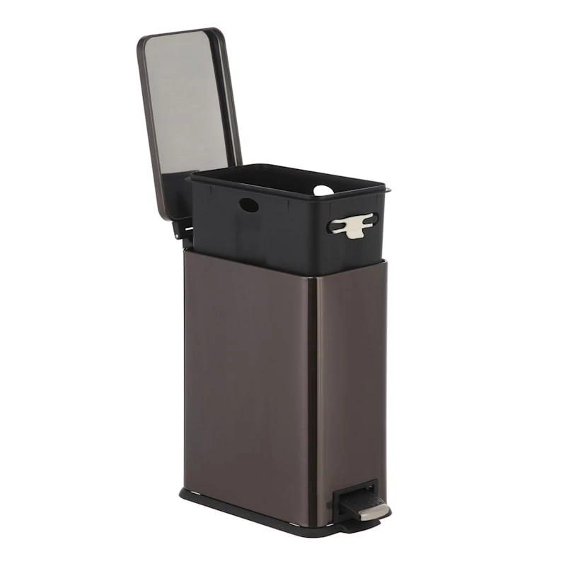 Slim Rectangle Black Stainless Steel Pedal Bin, 9.7l 2 Slim Rectangle Black Stainless Steel Pedal Bin, 9.7l - Image 2