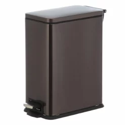 Slim Rectangle Black Stainless Steel Pedal Bin, 9.7l