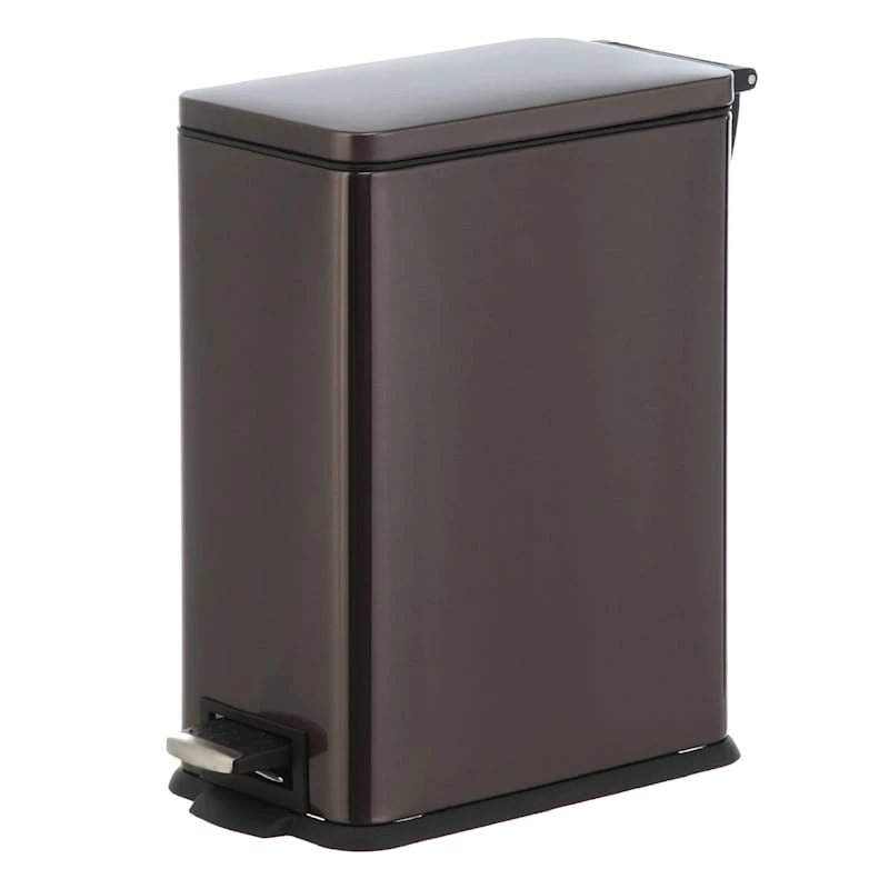 Slim Rectangle Black Stainless Steel Pedal Bin, 9.7l 1 Slim Rectangle Black Stainless Steel Pedal Bin, 9.7l