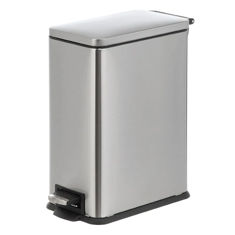 Slim Rectangle Stainless Steel Pedal Bin, 9.7l 1 Slim Rectangle Stainless Steel Pedal Bin, 9.7l