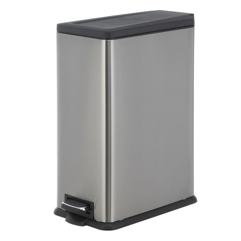 Slim Stainless Steel Rectangle Pedal Trash Bin, 45l 1 Slim Stainless Steel Rectangle Pedal Trash Bin, 45l