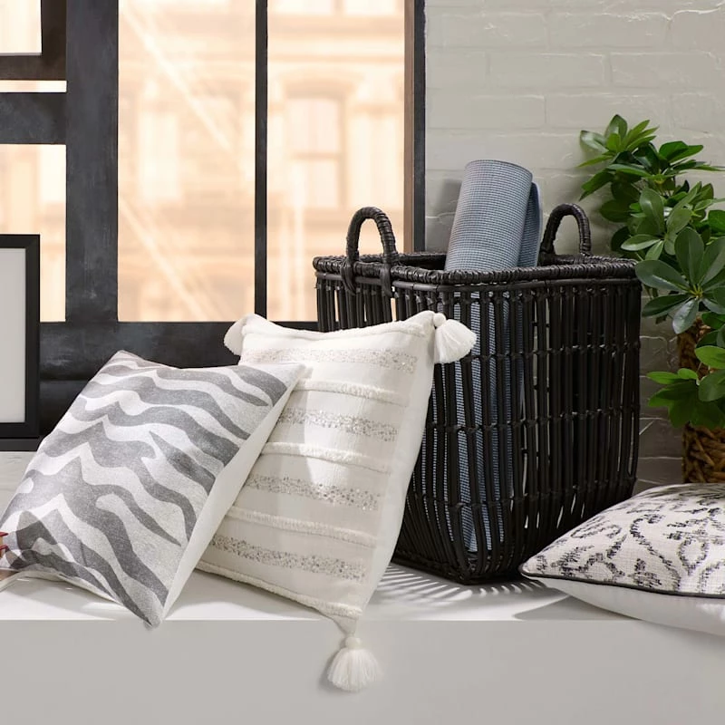 SM SQ BLK POLY RATTAN BSKT 2 SM SQ BLK POLY RATTAN BSKT - Image 2