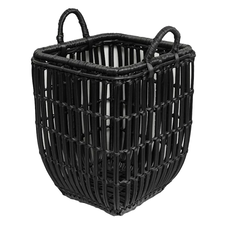 SM SQ BLK POLY RATTAN BSKT 1 SM SQ BLK POLY RATTAN BSKT
