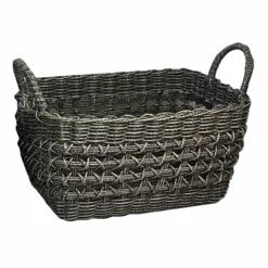 Small Grey Rectangle Pp Woven Basket