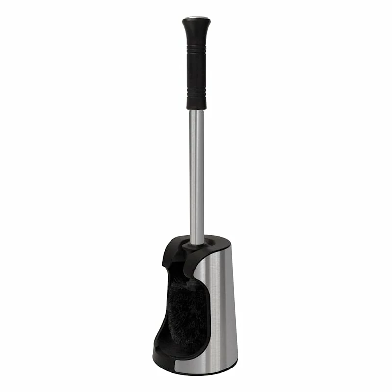 Stainless Steel Toilet Brush With Open Holder, Chrome 1 Stainless Steel Toilet Brush With Open Holder, Chrome