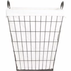 Tapered Metal Wire Laundry Hamper With Removable Liner, Brown