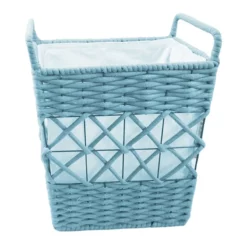 Tapered Rope Laundry Hamper Blue, Large