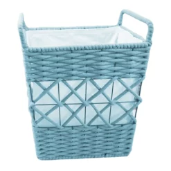 Tapered Rope Laundry Hamper Blue, Medium
