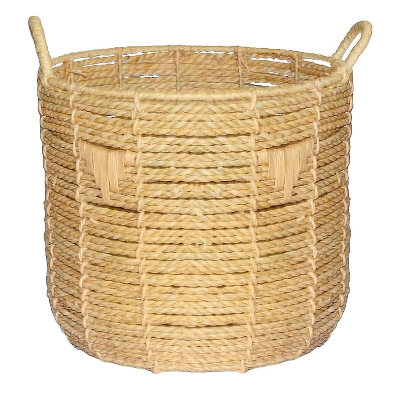 Tracey Boyd Braided Round Basket With Triangle Accents, Large 1 Tracey Boyd Braided Round Basket With Triangle Accents, Large