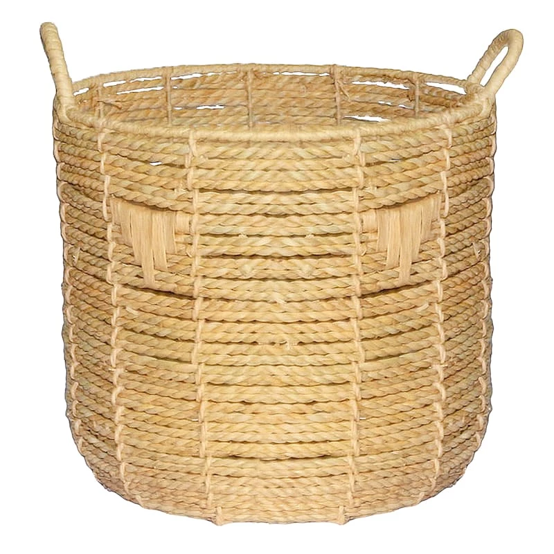Tracey Boyd Braided Round Basket With Triangle Accents, Small 1 Tracey Boyd Braided Round Basket With Triangle Accents, Small