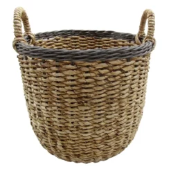 Tracey Boyd Natural Banana Leaf & Rattan Round Basket, Large